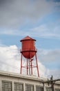 Red water tower in Winston Salem North Carolina