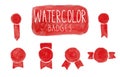 Red watercolor badges