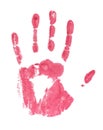 Red watercolor hand print on white background Royalty Free Stock Photo