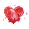 Red watercolor heart for Valentine`s day Royalty Free Stock Photo