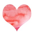 Red watercolor heart for Valentine`s day on a white background. Royalty Free Stock Photo