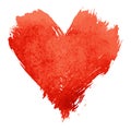 Red watercolor painted heart shape on white Royalty Free Stock Photo