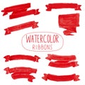 Red watercolor ribbons