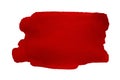 Red watercolor stain from brush strokes isolated on white background. Royalty Free Stock Photo