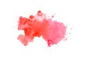 Red watercolor stain with wash. Watercolor texture for Valentine day, wedding, card Royalty Free Stock Photo