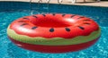 Red Watermelon Inflatable Pool Ring Float Summer Fun Royalty Free Stock Photo