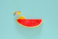 Red watermelon with slice lemon and cocktail umbrella Royalty Free Stock Photo