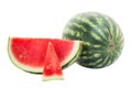 Red watermelon whole and pieces isolated Royalty Free Stock Photo