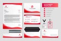 Red wavy Corporate Identity template. Business Stationery Template Design vector Royalty Free Stock Photo