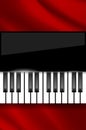 Red wavy fabric and piano keyboard - background for music poster Royalty Free Stock Photo