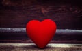 Red Wax Heart On Old Board. Royalty Free Stock Photo