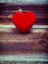 Red Wax Heart On Old Table. Royalty Free Stock Photo