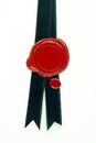 Red wax seal black ribbon Royalty Free Stock Photo