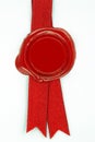 Red wax seal red ribbon Royalty Free Stock Photo