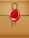 Red wax seal with rope