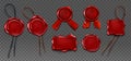 Red wax seal stamp approval sealing icons set