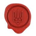 Red Wax Seal with Ukraine Coat of Arms. 3d Rendering
