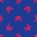 Red Web camera icon isolated seamless pattern on blue background. Chat camera. Webcam icon. Vector Royalty Free Stock Photo