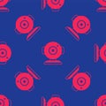 Red Web camera icon isolated seamless pattern on blue background. Chat camera. Webcam icon. Vector Royalty Free Stock Photo