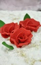 Red wedding cake roses Royalty Free Stock Photo