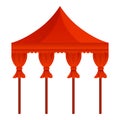 Red wedding gazebo icon, cartoon style