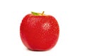 Red wet apple and its leaf Royalty Free Stock Photo