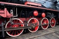 Red wheel on a steam train locomotive Royalty Free Stock Photo