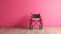 The red wheelchair against pink.AI generated image Royalty Free Stock Photo