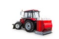 Red wheeled tractor with mouldboard isolated Royalty Free Stock Photo