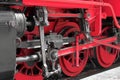 Red wheels of an old steam train locomotive Royalty Free Stock Photo