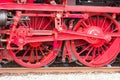 Red wheels of an steam train Royalty Free Stock Photo