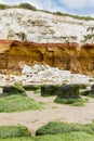 Red and whilte sandstone and chalk cliffs at Hunstanton, Norfolk Royalty Free Stock Photo