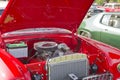 Red & White 1955 Chevy Bel Air Engine Royalty Free Stock Photo