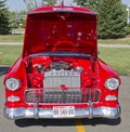 Red & White 1957 Chevy Bel Air Engine Royalty Free Stock Photo