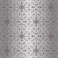 Abstract elegant geometric pattern with grey and pink flowers, stars and dots on a silver gradient background. Royalty Free Stock Photo