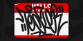 Red And White Abstract Flat Graffiti Style Sticker Hello My Name Is With Some Street Art Lettering Vector Illustration Art Royalty Free Stock Photo