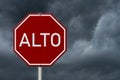 Red and white Alto stop sign