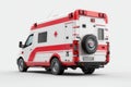 Red and White Ambulance Van - Rear View 3D Render Royalty Free Stock Photo