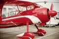 Red-white antique airplane with propeller Royalty Free Stock Photo