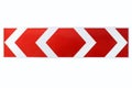 Red and White Arrow Direction Traffic Sign isolated on white Royalty Free Stock Photo