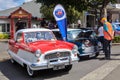 Classic small cars on display at an outdoor car show Royalty Free Stock Photo