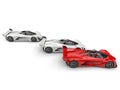 Red and white awesome concept super cars - side view