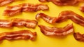 Minimalist Bacon Flatlay On Vibrant Yellow Background