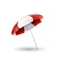 Red and white beach umbrella isolated on white background Royalty Free Stock Photo