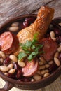 Red and white beans with chicken legs and sausages vertical Royalty Free Stock Photo