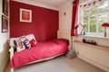 Red and white bedroom