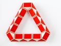 red and white magic snake twist puzzle in shape of triangle isolated Royalty Free Stock Photo