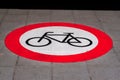 Bicycle symbol on gray asphalt