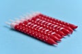 Red and white birthday cake candles Royalty Free Stock Photo