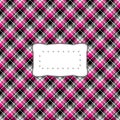 Red white black diagonally checkered pattern with etiquette Royalty Free Stock Photo